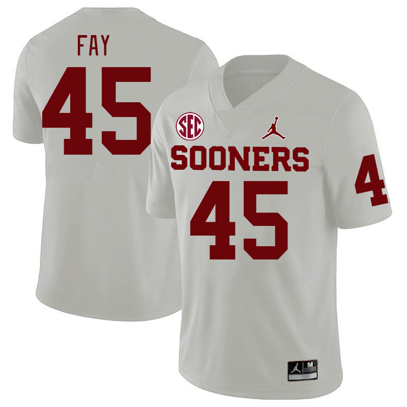 #45 Hampton Fay Oklahoma Sooners 2024 SEC Conference College Football Jerseys-White